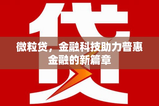 来宾微粒贷，金融科技助力普惠金融的新篇章