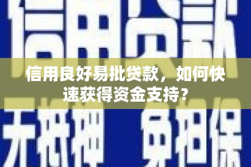 来宾信用良好易批贷款，如何快速获得资金支持？