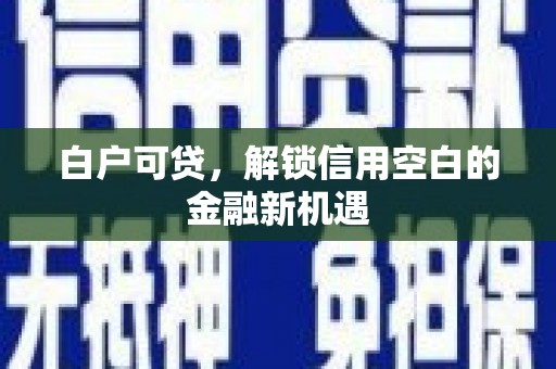来宾白户可贷，解锁信用空白的金融新机遇