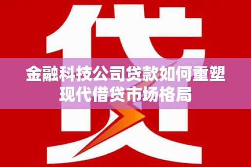 来宾金融科技公司贷款如何重塑现代借贷市场格局