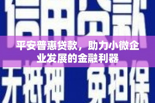 来宾平安普惠贷款，助力小微企业发展的金融利器