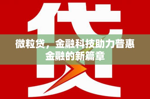 来宾微粒贷，金融科技助力普惠金融的新篇章